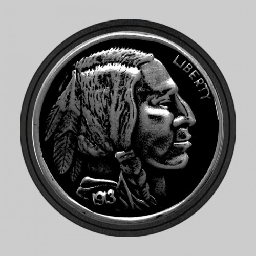 Indian Head nickel – on a black leather washer