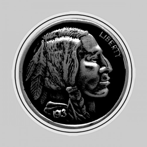 Indian Head nickel – on a white leather washer