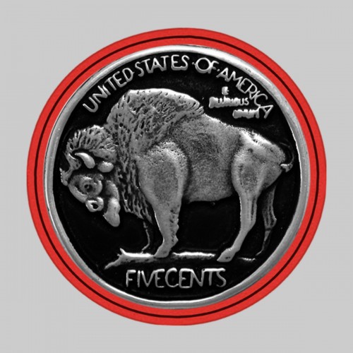 Buffalo Nickel – sur rondelle de cuir rouge