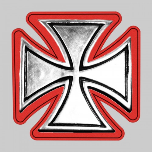 Croix de Malte – sur rondelle de cuir rouge