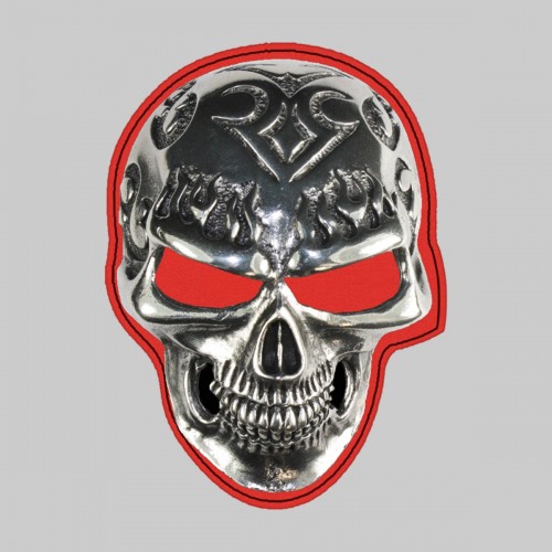 Tribal-Totenkopf – auf roter Lederscheibe