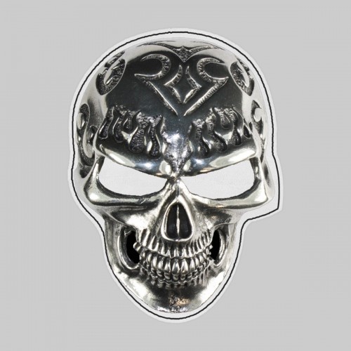 Tribal-Totenkopf – auf weißer Lederscheibe