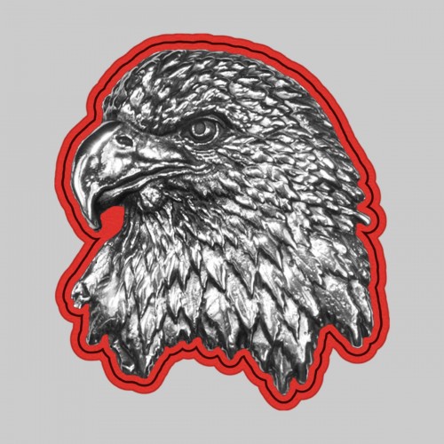 Eagle head – on a red leather washer
