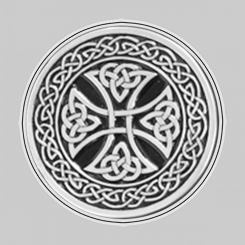 Croix celtique – sur rondelle de cuir blanche