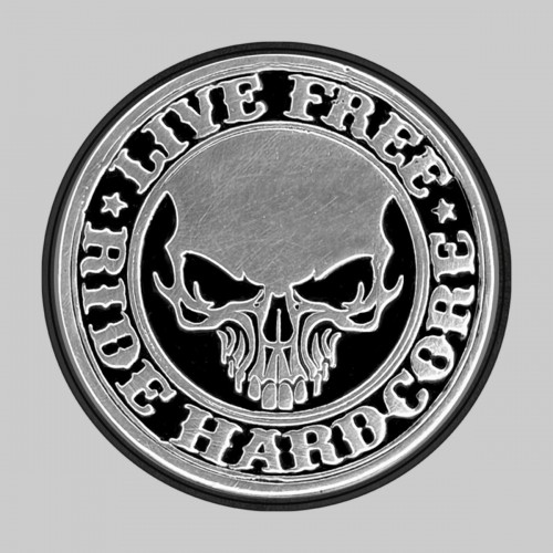 Live Free Ride Hardcore – sur rondelle de cuir noire