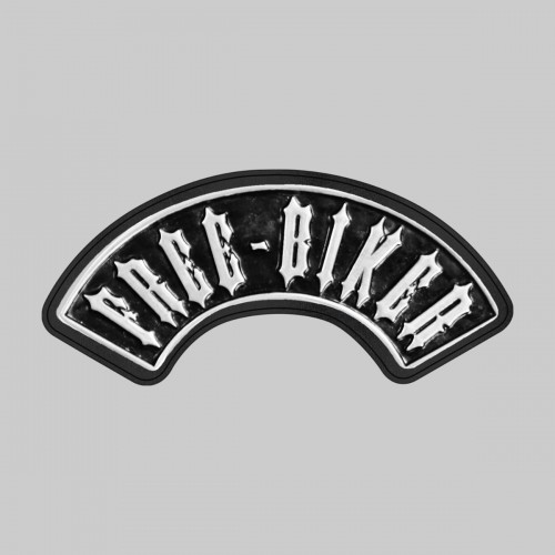 Free Biker, starker Bogen – auf schwarzer Lederscheibe
