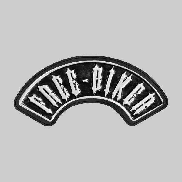 Free Biker, starker Bogen – auf schwarzer Lederscheibe