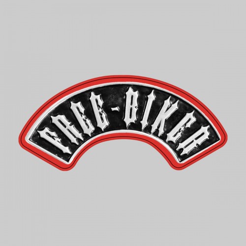 Free Biker, deep arc – on a red leather washer