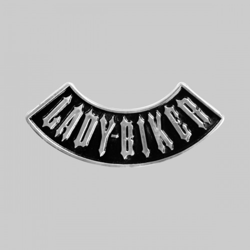 Lady Biker, flacher Bogen – Nietmotiv aus Zinn, ohne Scheibe