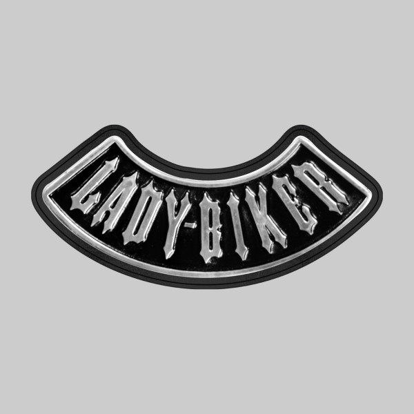 Lady Biker, wide arc – on a black leather washer
