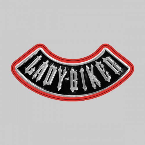 Lady Biker, flacher Bogen – auf roter Lederscheibe