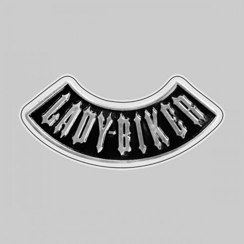 Lady Biker, wide arc – on a white leather washer