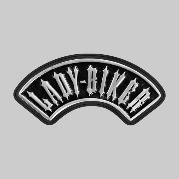 Lady Biker, deep arc – on a black leather washer