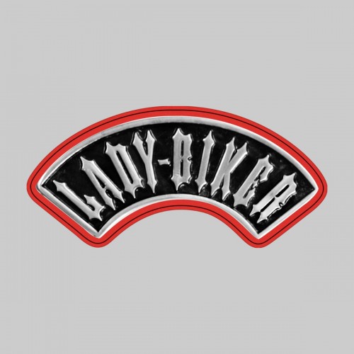 Lady Biker, deep arc – on a red leather washer