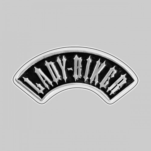 Lady Biker, deep arc – on a white leather washer