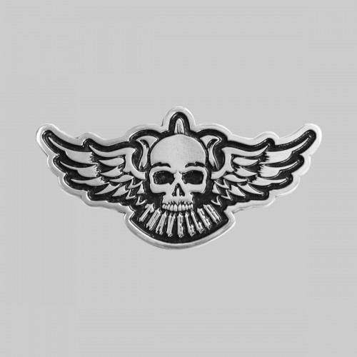 Traveller winged skull – pewter rivet-on motif, without washer