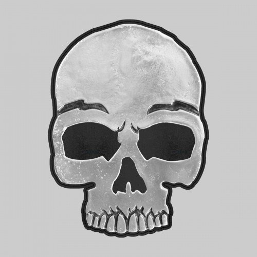 Grande tête de mort – sur rondelle de cuir noire