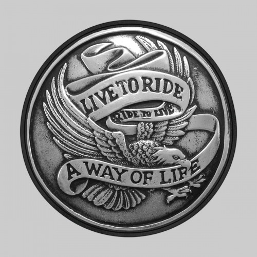 Live to Ride, métal – sur rondelle de cuir noire