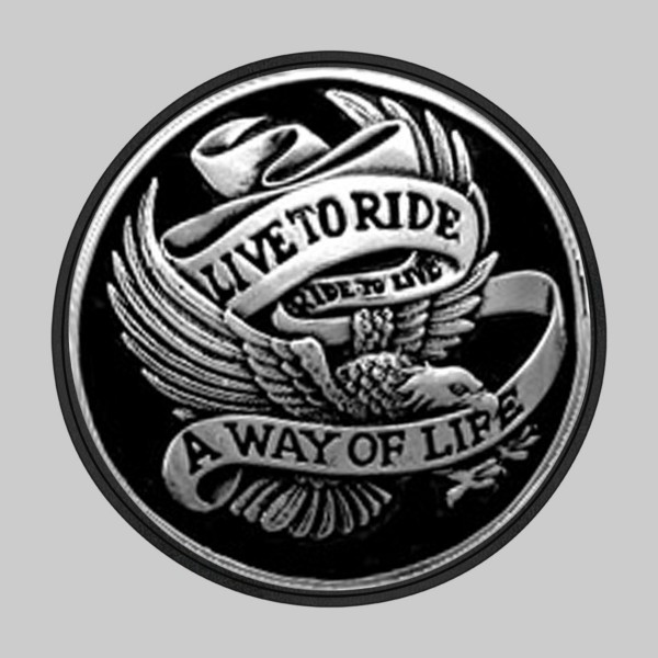 Live to Ride, noir – sur rondelle de cuir noire