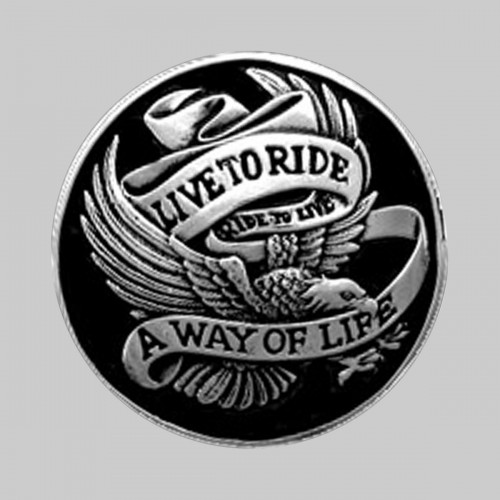 Live to Ride, noir – motif à riveter en étain, sans rondelle