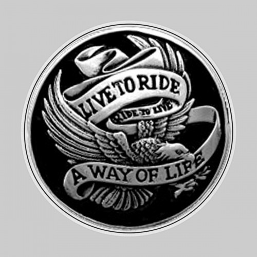 Live to Ride, noir – sur rondelle de cuir blanche