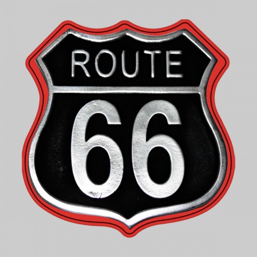 Route 66, noir – sur rondelle de cuir rouge