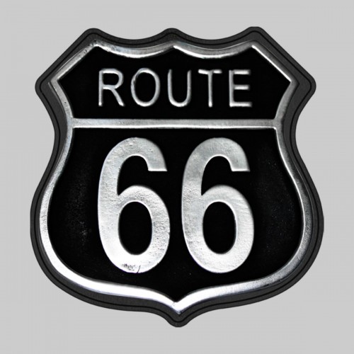 Route 66, noir – sur rondelle de cuir noire