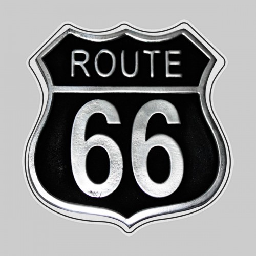 Route 66, noir – sur rondelle de cuir blanche