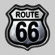 Route 66, Metall – auf schwarzer Lederscheibe