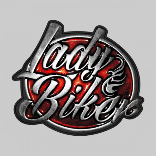 Lady Biker grand, orange – sur rondelle de cuir noire