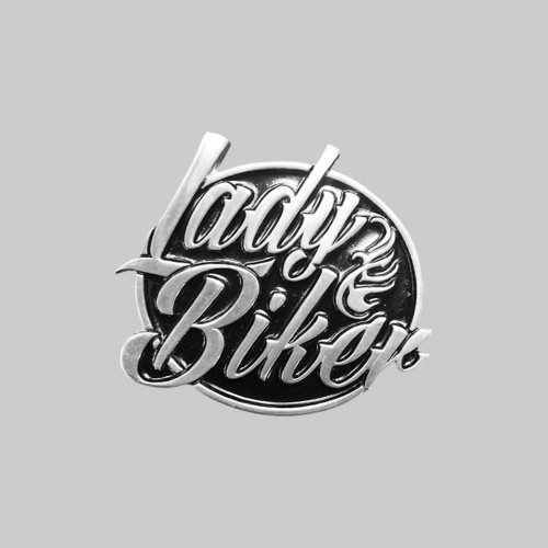 Lady Biker mittel, schwarz – Nietmotiv aus Zinn, ohne Scheibe