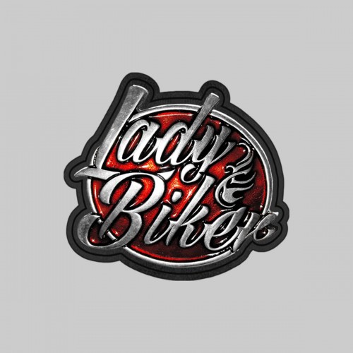 Lady Biker mittel, orange – auf schwarzer Lederscheibe