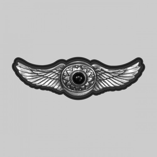 Aile onyx – sur rondelle de cuir noire