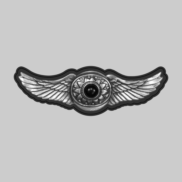 Aile onyx – sur rondelle de cuir noire