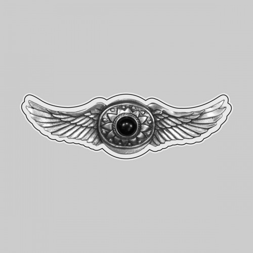 Onyx wings – on a white leather washer