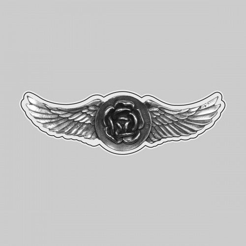 Aile rose – sur rondelle de cuir blanche