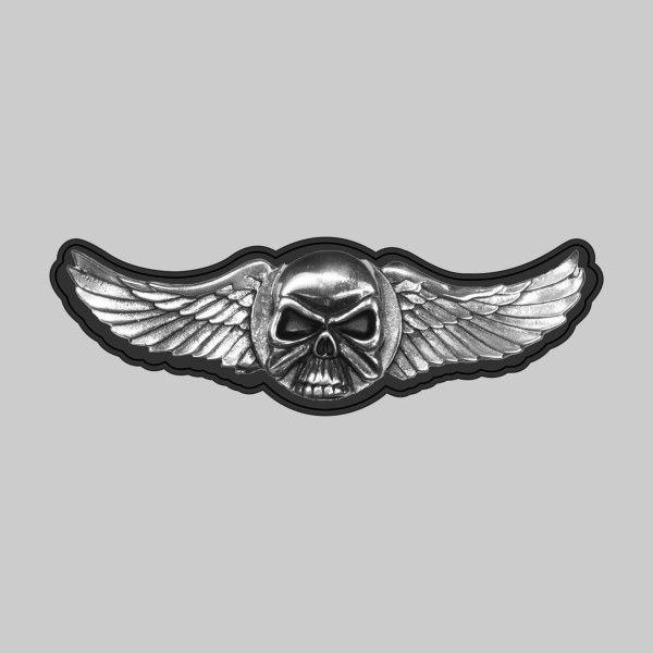 Skull wings – on a black leather washer