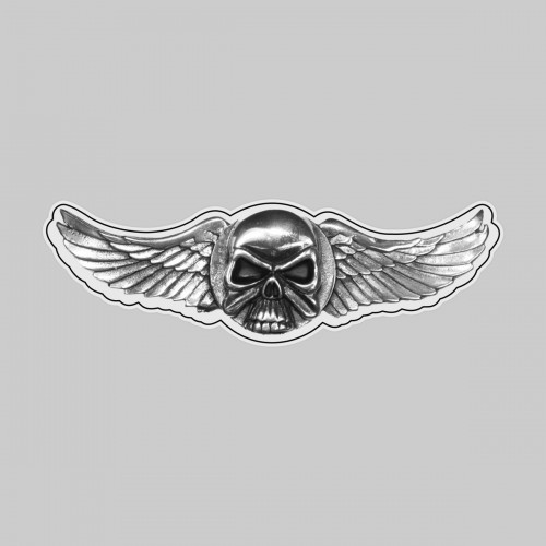 Flügel Totenkopf – auf weißer Lederscheibe