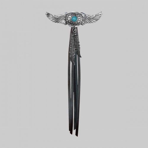 Turquoise wings, feathers and fringes – without washer, black fringes