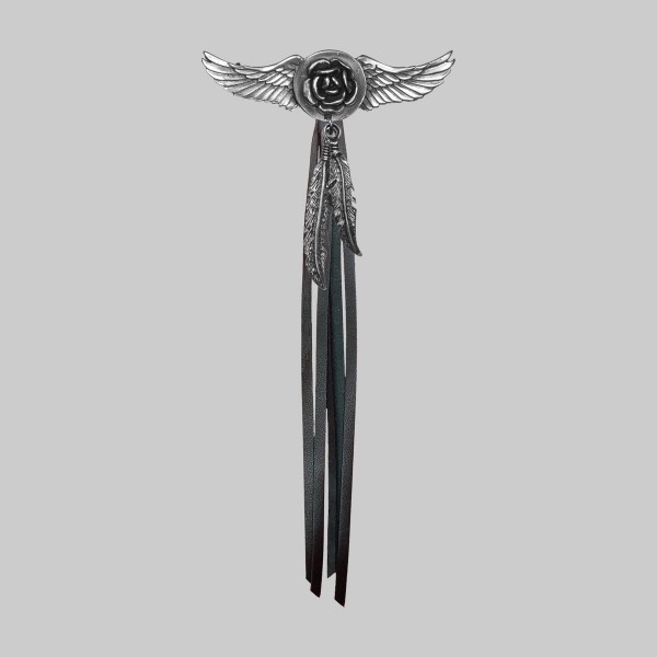 Aile rose, plumes et franges – sans rondelle, franges noires