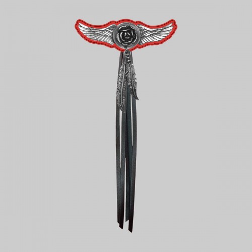 Rose wings, feathers and fringes – red washer, black fringes