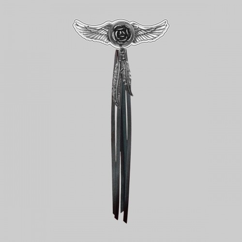 Rose wings, feathers and fringes – white washer, black fringes