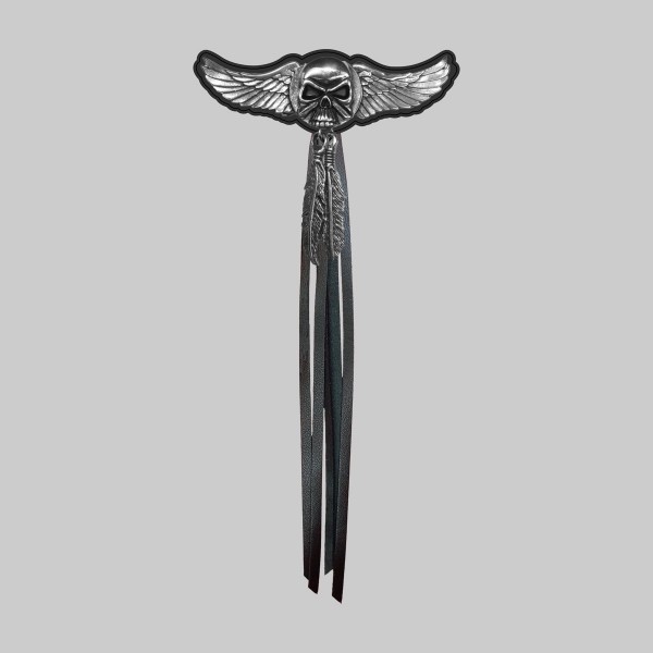 Skull wings, feathers and fringes – black washer, black fringes