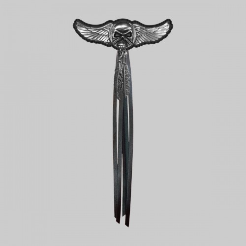 Skull wings, feathers and fringes – black washer, black fringes