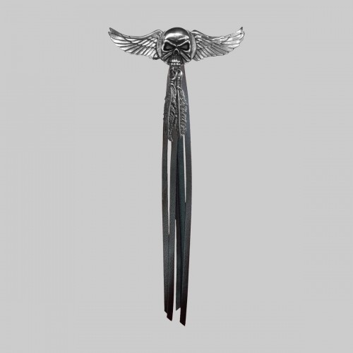 Aile tête de mort, plumes et franges – sans rondelle, franges noires