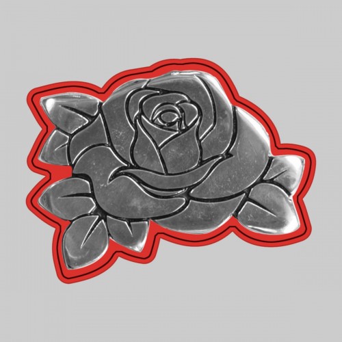 Rose – sur rondelle de cuir rouge